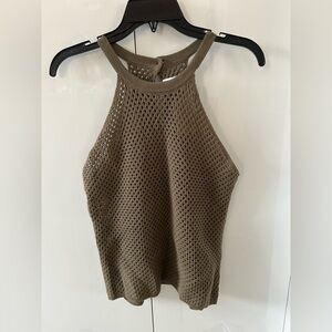 DKNY Jeans Stylish Olive Green Knit Halter Top in Size Medium